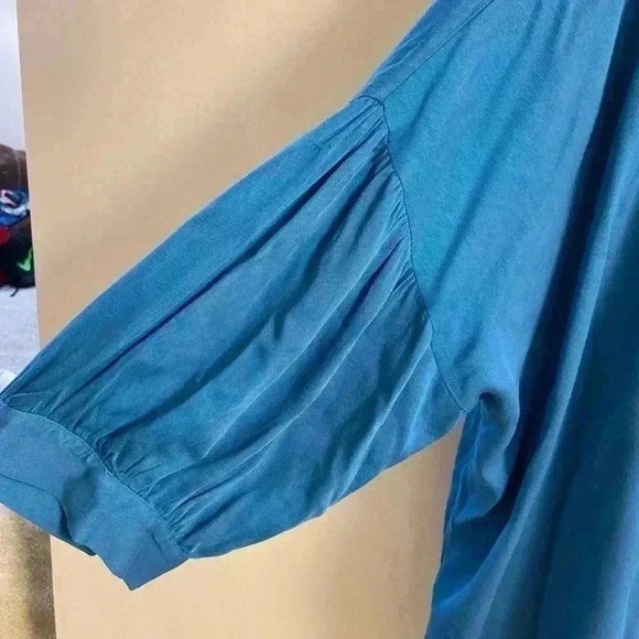 Eloquii teal drop shoulder balloon sleeves pullover blouse. Sz 24 - Picture 2 of 5